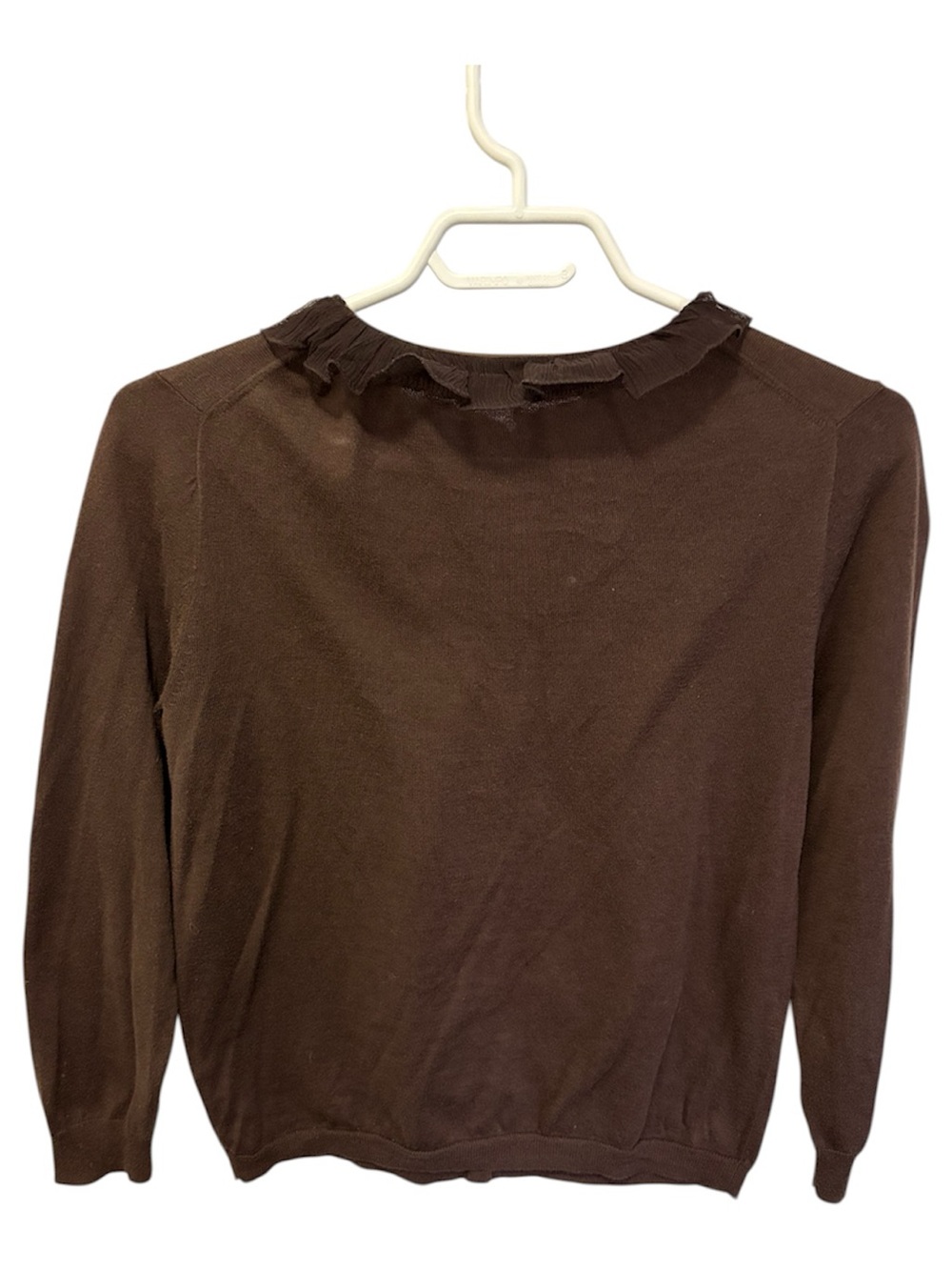 J. Crew Brown Ruffle-Trim Button Cardigan - Picture 3 of 3